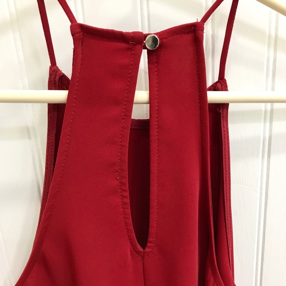 High Neck Red Shift Dress - Picture 3 of 4
